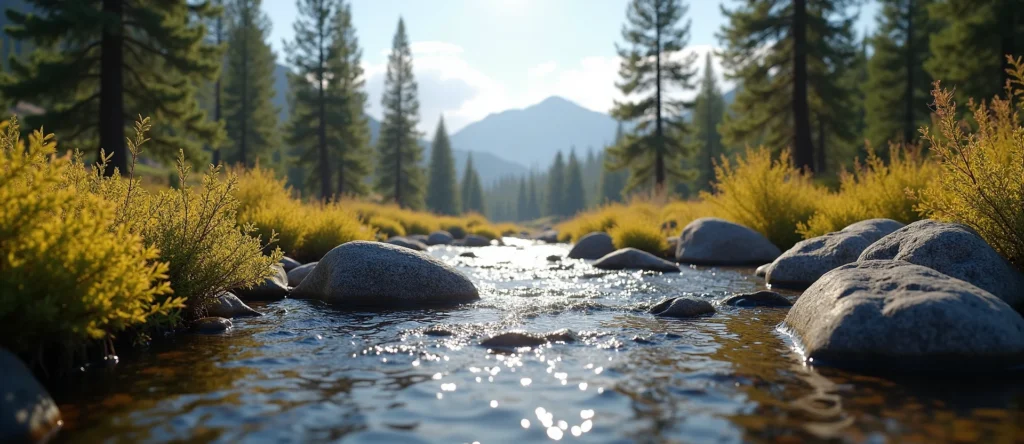Symbolizing Flow/Cleansing: A local Ponderosa Pine smooth Truckee river stones. - AI Generated