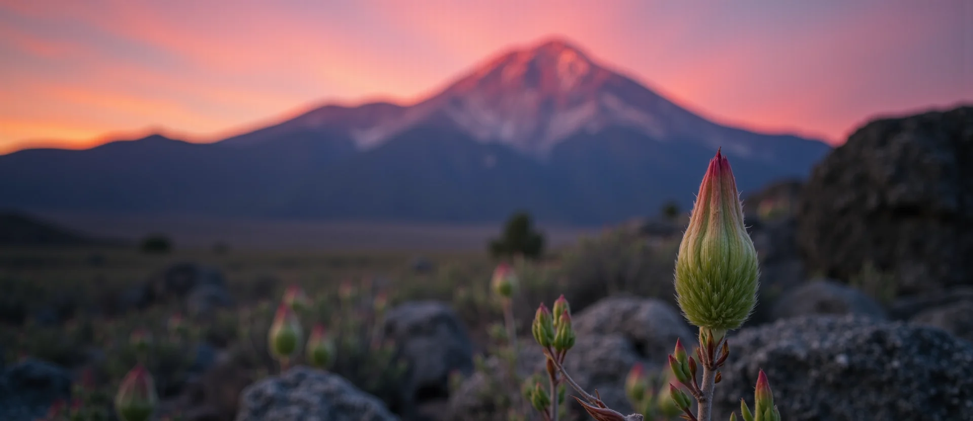 Symbolizing Seed/New Beginning: A local Indian Paintbrush new green bud on a branch. - AI Generated