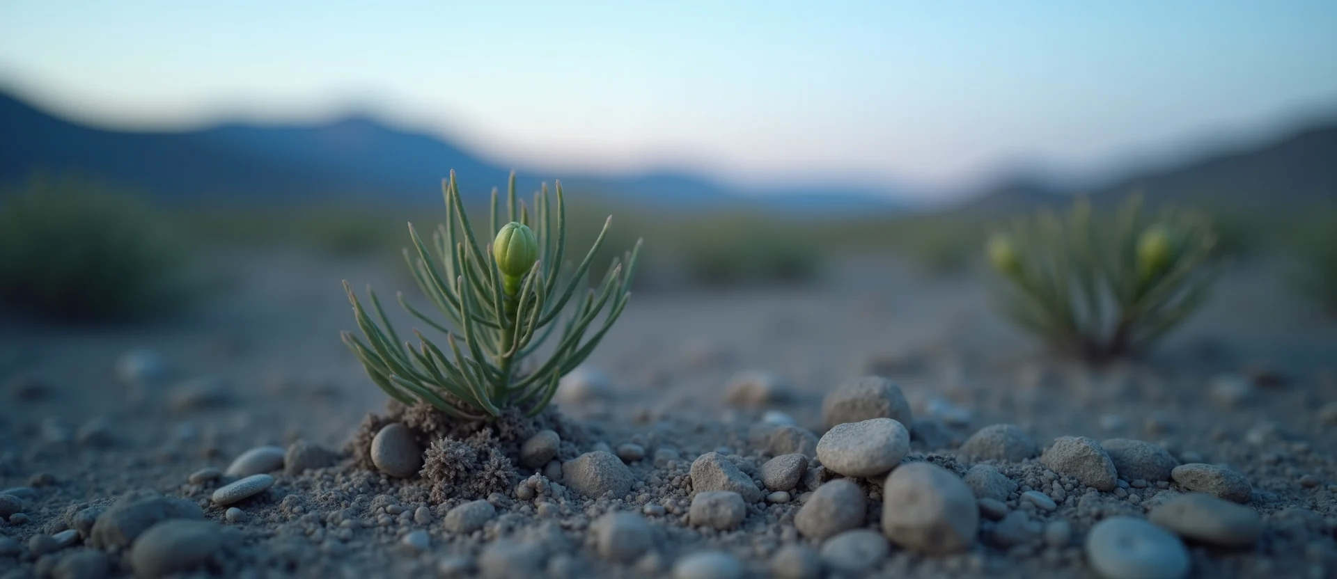 Symbolizing Seed/New Beginning: A local Indian Paintbrush new green bud on a branch. - AI Generated