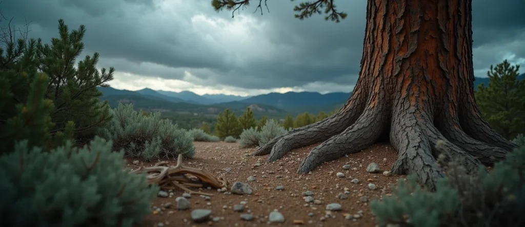 Symbolizing Growth/Resilience: A local Sierra Juniper sturdy weathered tree trunk. - AI Generated