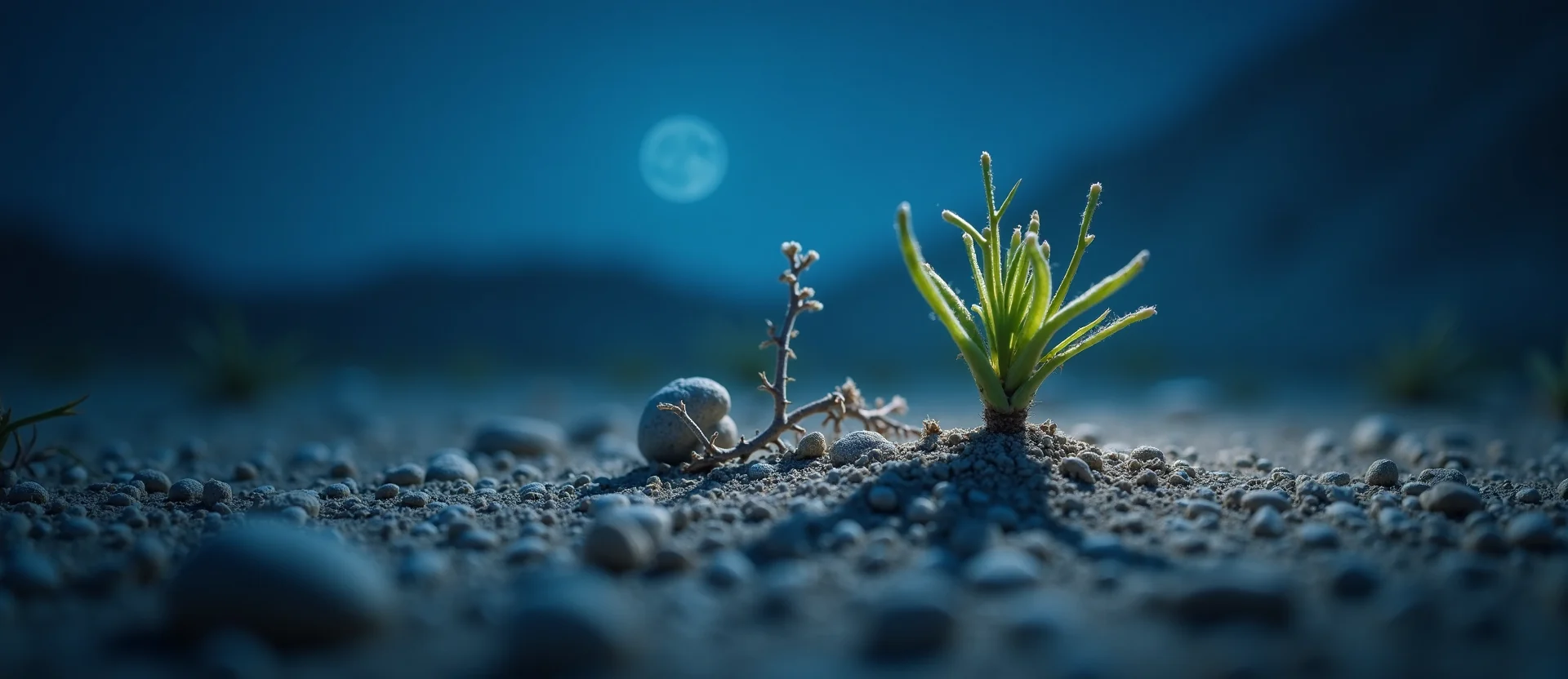 Symbolizing Growth/Resilience: A local Bitterbrush new branch reaching for the sky. - AI Generated