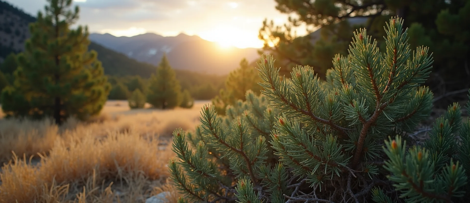 Symbolizing Flow/Cleansing: A local Sierra Juniper raindrops on desert leaves. - AI Generated