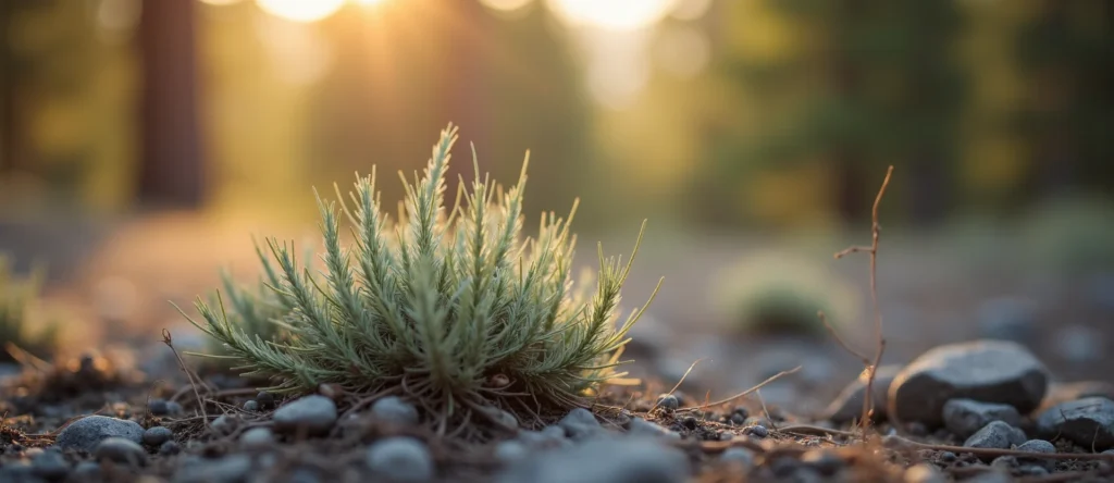 Symbolizing Seed/New Beginning: A local Manzanita sprouting sagebrush seedling. - AI Generated