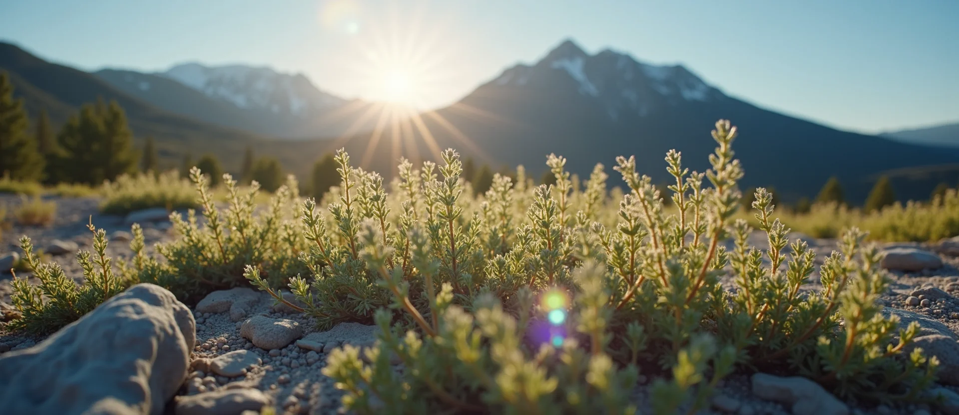 Symbolizing Stability/Peak: A local Indian Paintbrush solid mountain ridge. - AI Generated