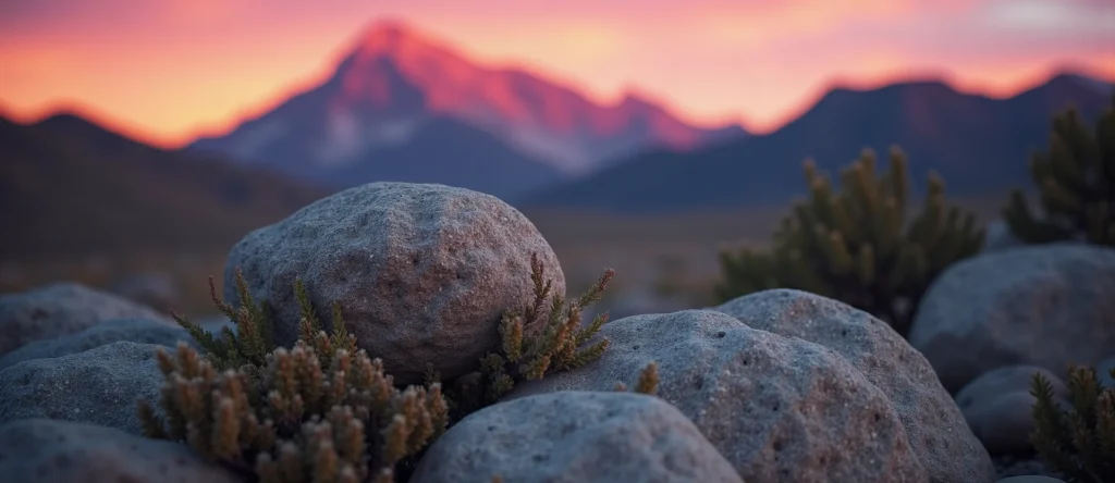 Symbolizing Stability/Peak: A local Mountain Mahogany unshakable boulder. - AI Generated