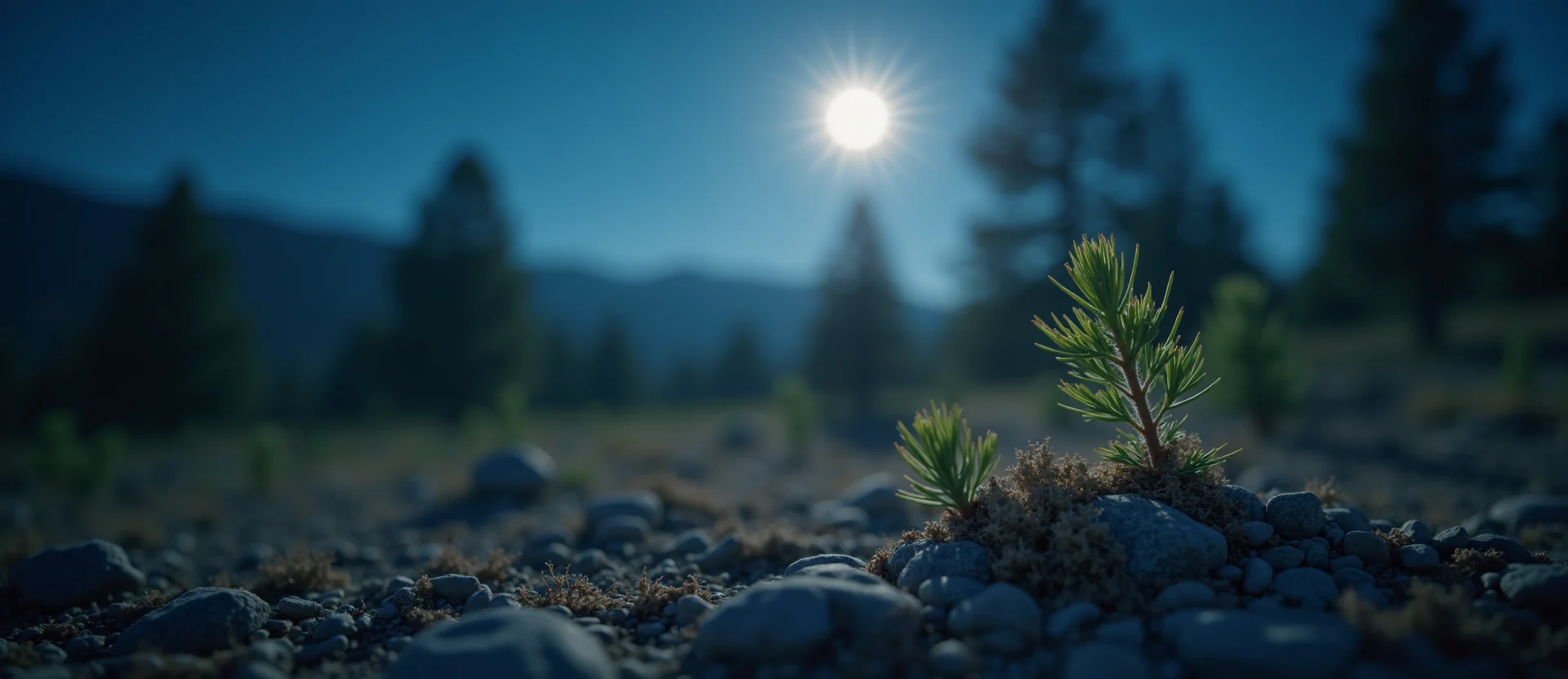 Symbolizing Seed/New Beginning: A local Ponderosa Pine sprouting sagebrush seedling. - AI Generated