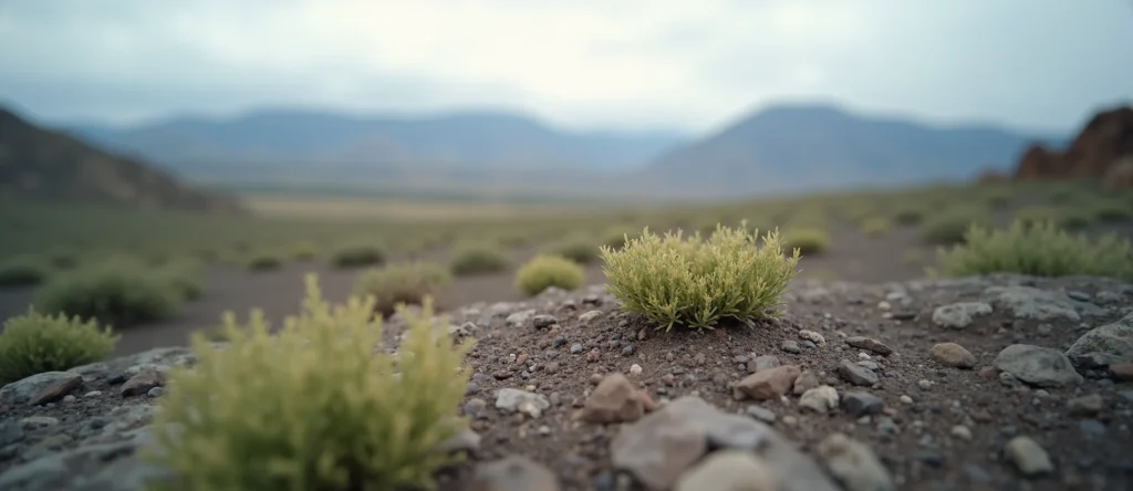 Symbolizing Seed/New Beginning: A local Desert Peach sprouting sagebrush seedling. - AI Generated