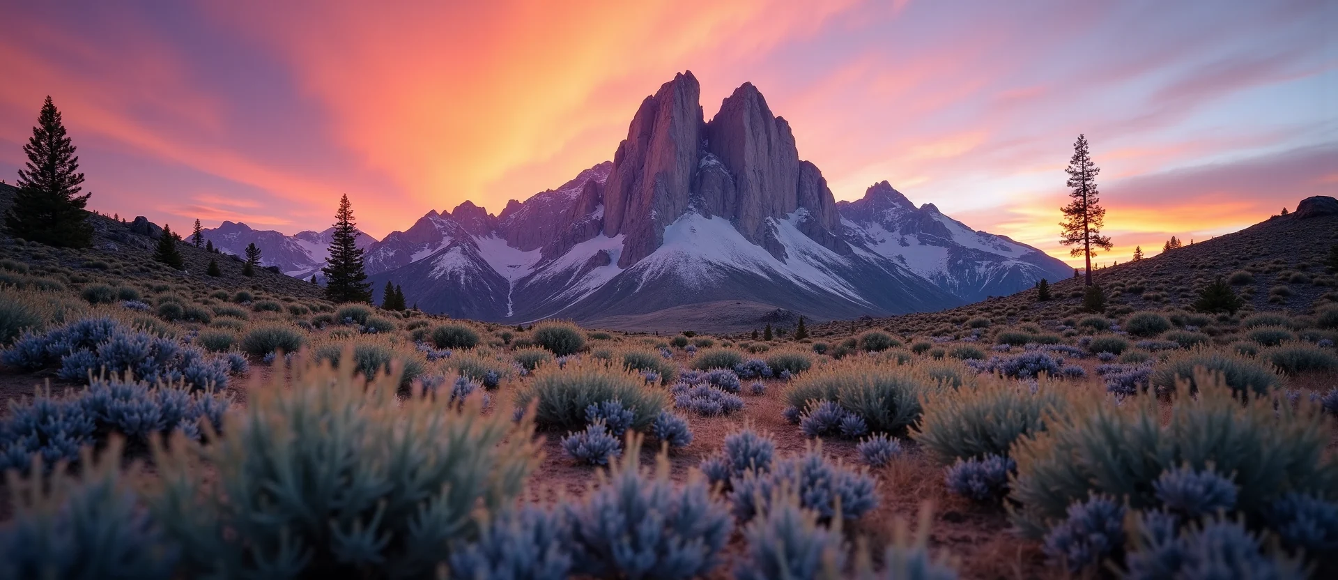 Symbolizing Stability/Peak: A local Sagebrush (Artemisia tridentata) jagged granite peak. - AI Generated