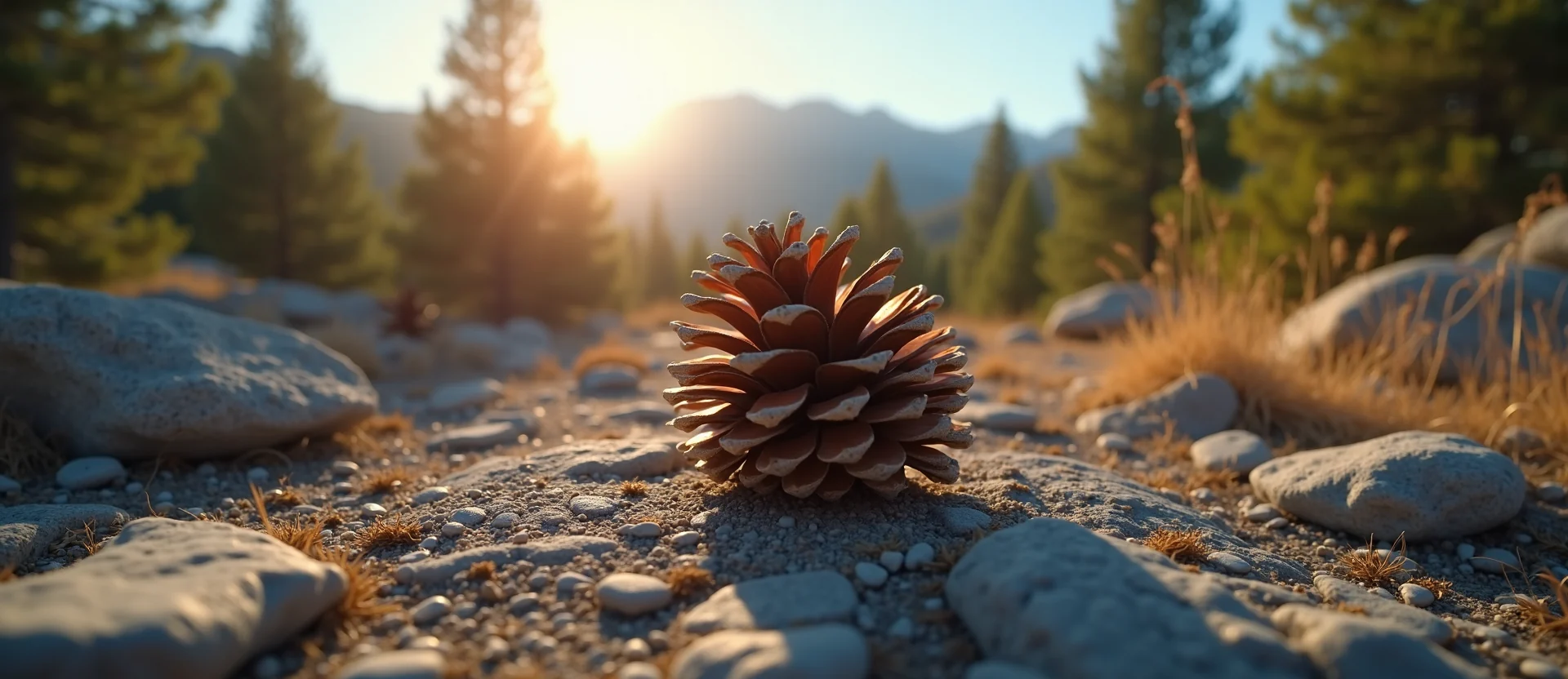 Symbolizing Seed/New Beginning: A local Ponderosa Pine opening pine cone. - AI Generated