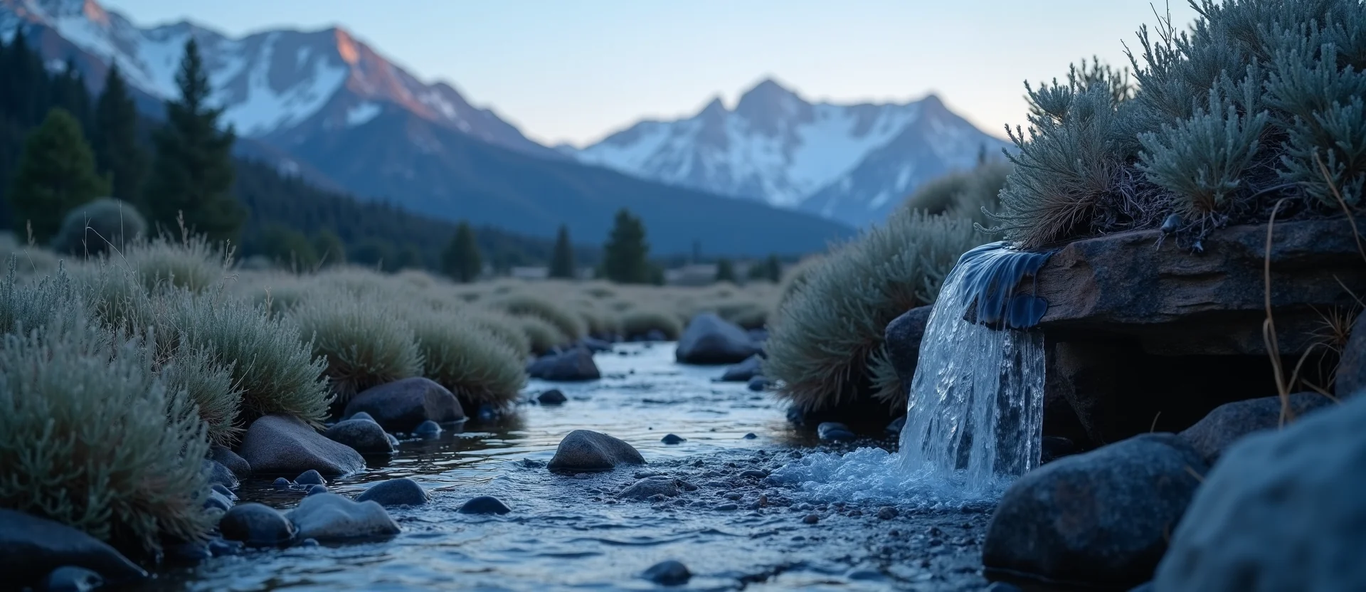 Symbolizing Flow/Cleansing: A local Sagebrush (Artemisia tridentata) babbling mountain creek. - AI Generated