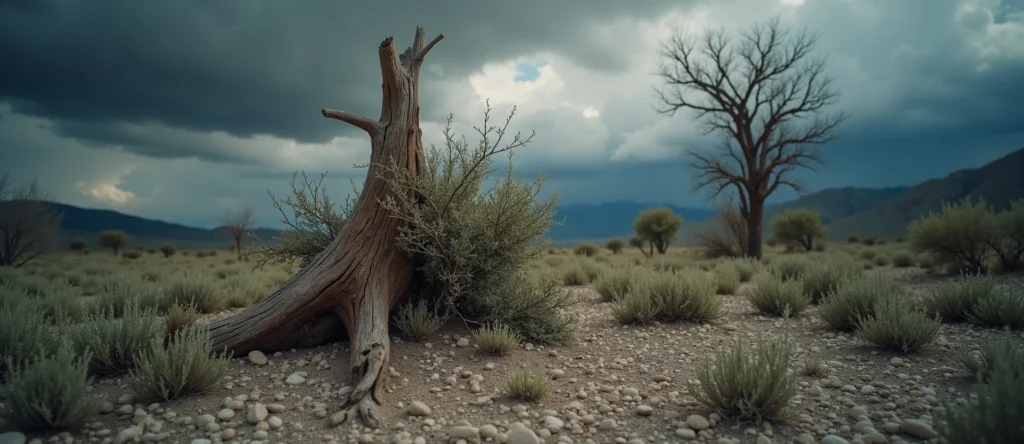 Symbolizing Growth/Resilience: A local Bitterbrush sturdy weathered tree trunk. - AI Generated