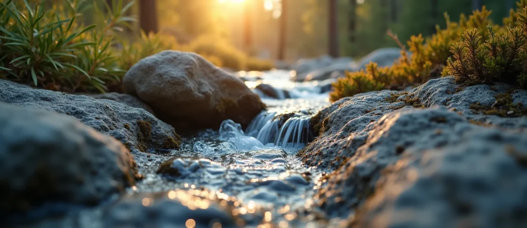 Symbolizing Flow/Cleansing: A local Manzanita hidden small waterfall. - AI Generated