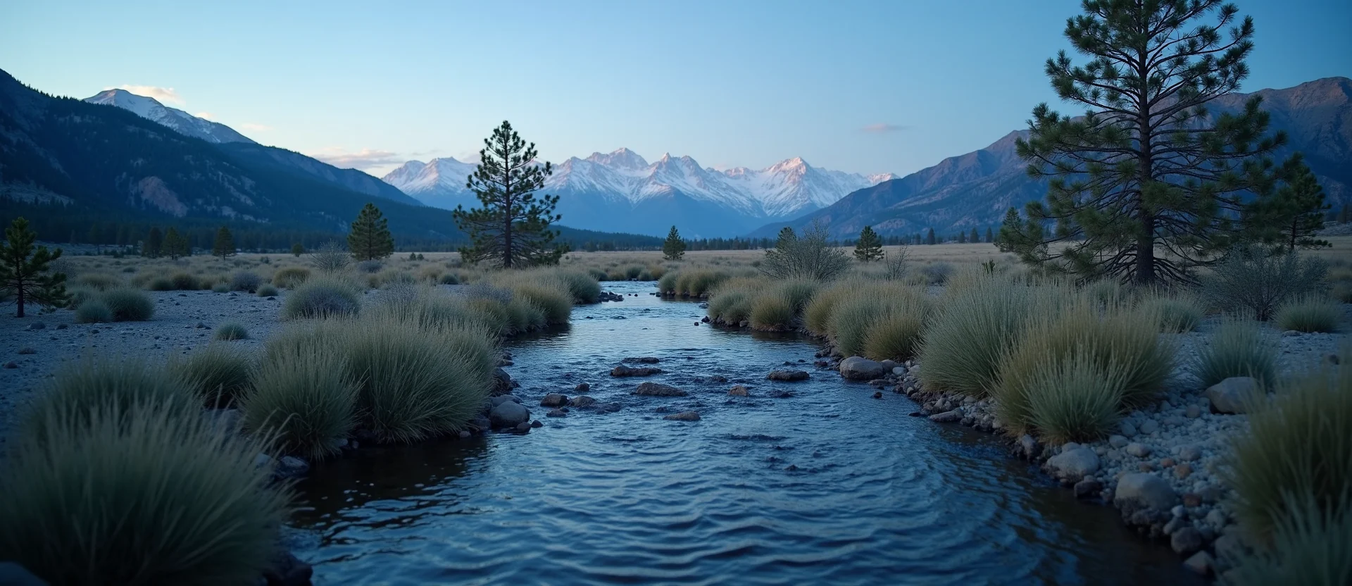 Symbolizing Flow/Cleansing: A local Indian Paintbrush clear cold snowmelt stream. - AI Generated