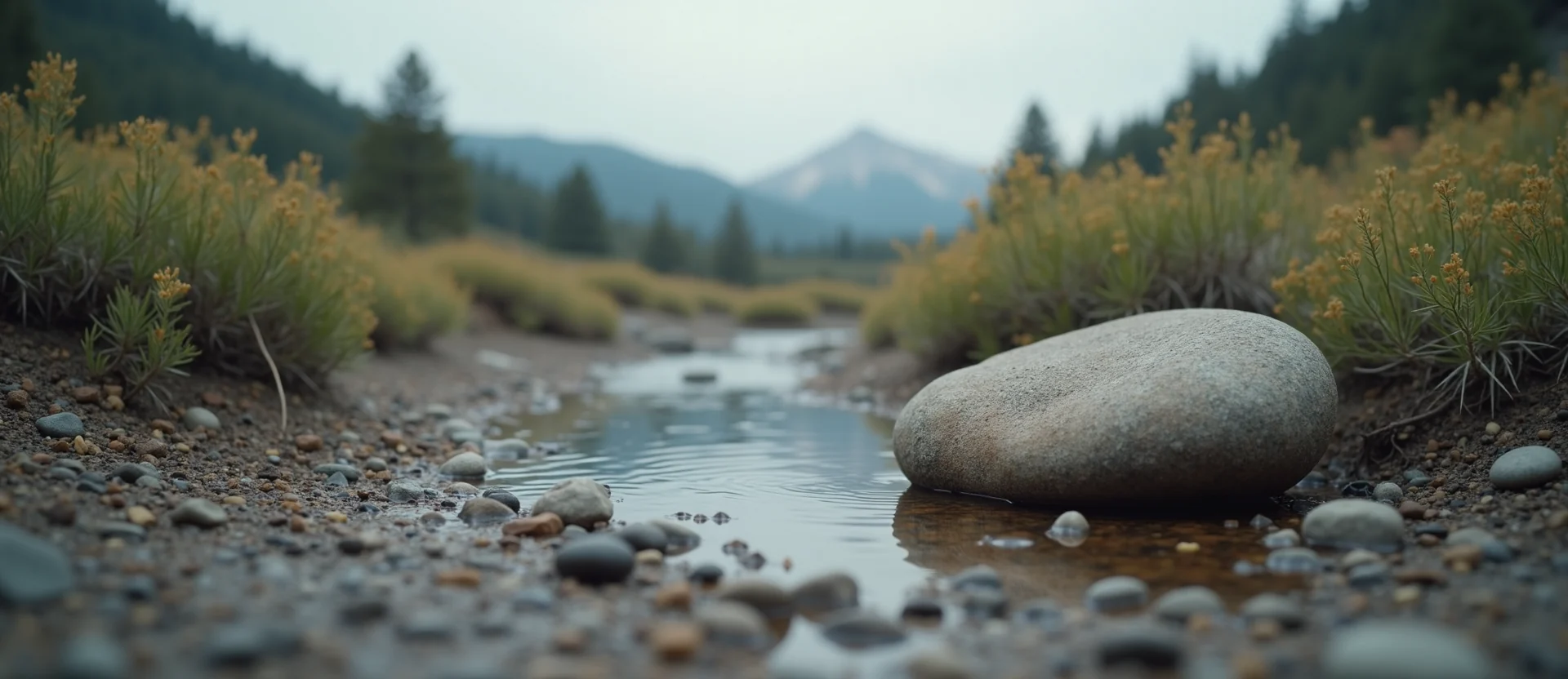 Symbolizing Flow/Cleansing: A local Indian Paintbrush smooth Truckee river stones. - AI Generated