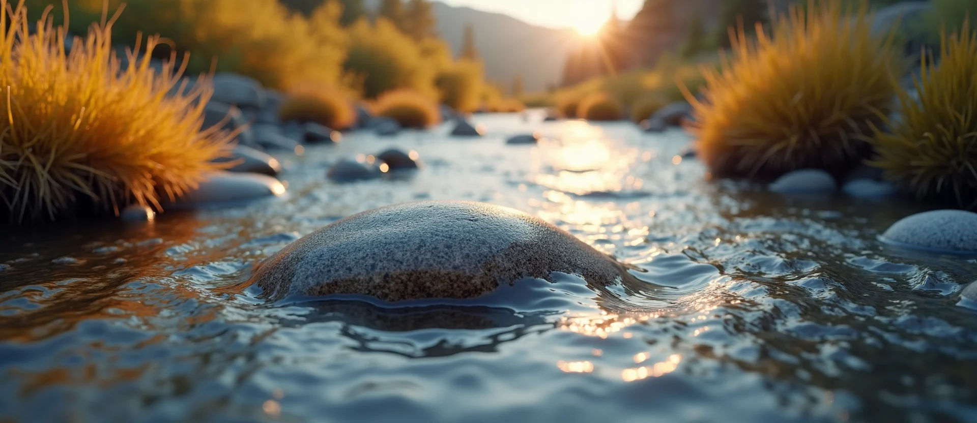 Symbolizing Flow/Cleansing: A local Bitterbrush smooth Truckee river stones. - AI Generated