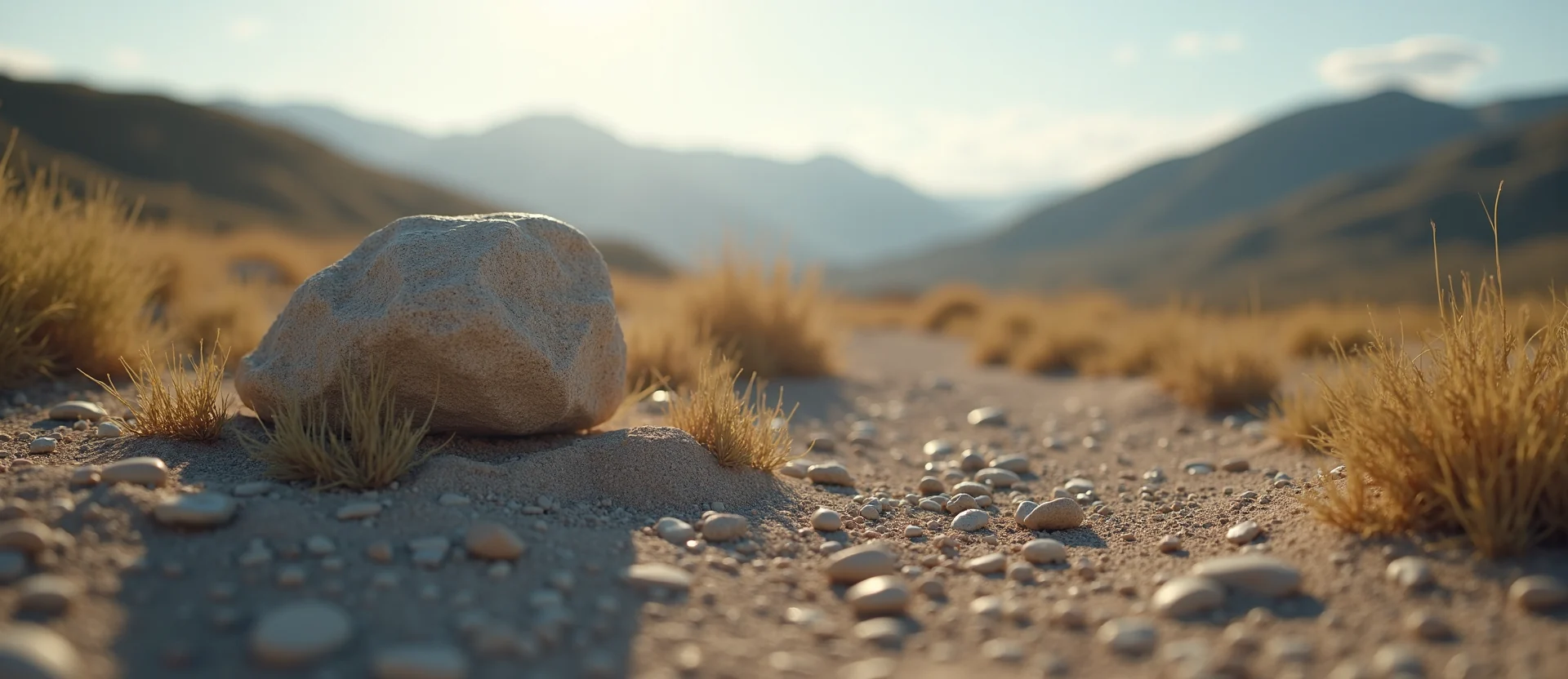 Symbolizing Stability/Peak: A local Rabbitbrush unshakable boulder. - AI Generated