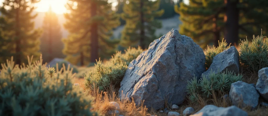 Symbolizing Stability/Peak: A local Sagebrush (Artemisia tridentata) jagged granite peak. - AI Generated