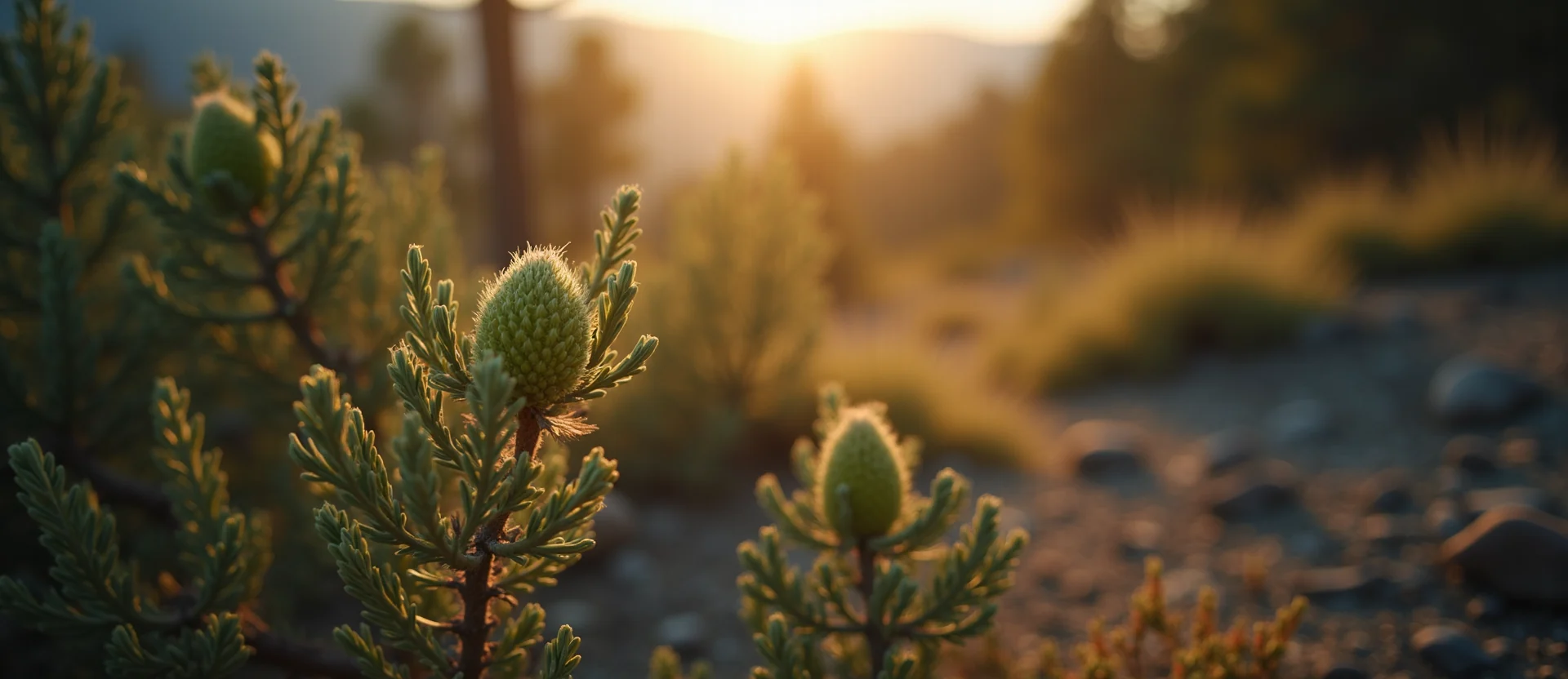 Symbolizing Seed/New Beginning: A local Mountain Mahogany new green bud on a branch. - AI Generated