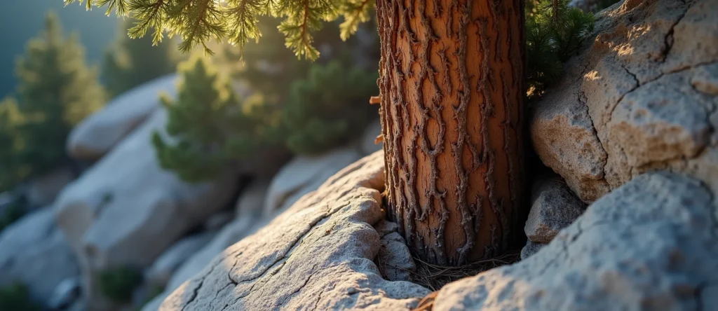 Symbolizing Growth/Resilience: A local Mountain Mahogany tree growing out of a rock cleft. - AI Generated