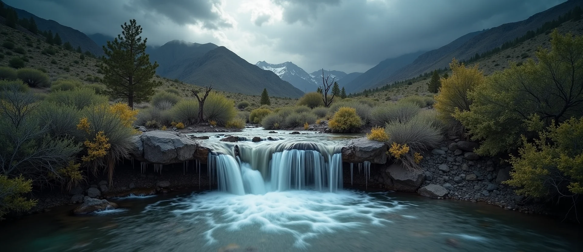 Symbolizing Flow/Cleansing: A local Manzanita hidden small waterfall. - AI Generated