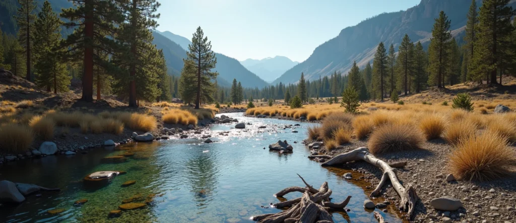 Symbolizing Flow/Cleansing: A local Ponderosa Pine clear cold snowmelt stream. - AI Generated