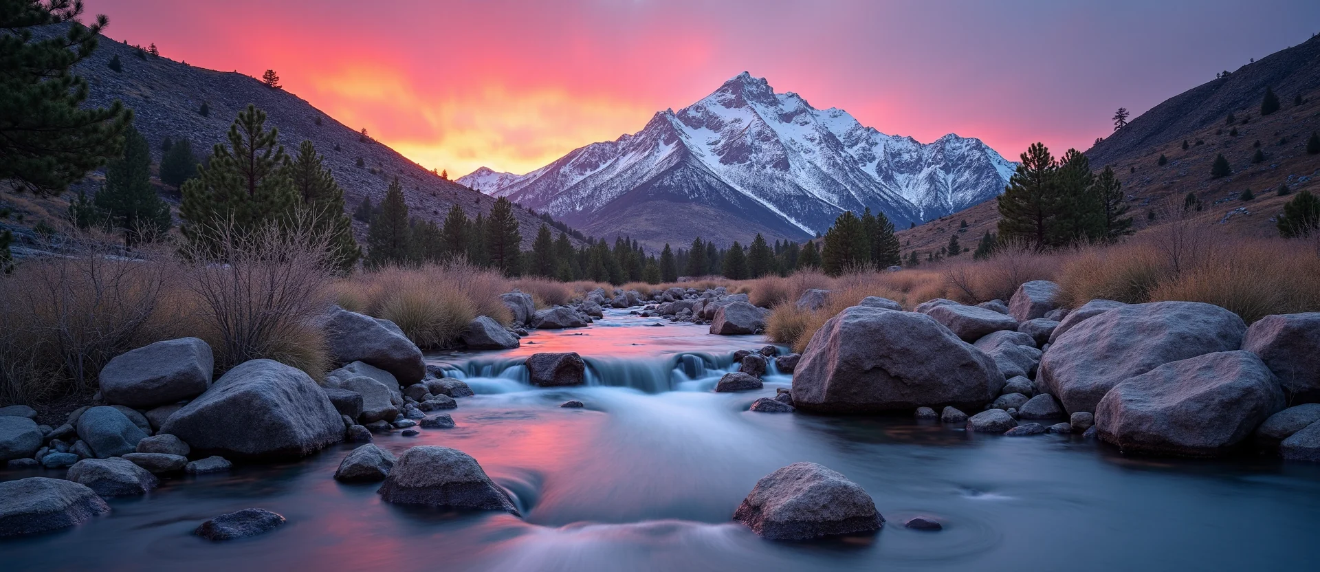 Symbolizing Flow/Cleansing: A local Bitterbrush babbling mountain creek. - AI Generated