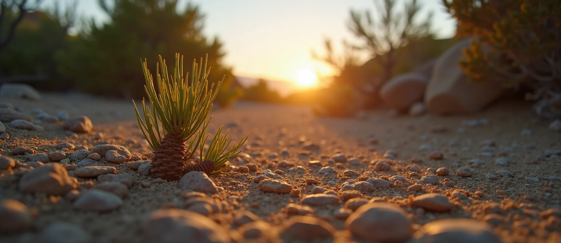 Symbolizing Seed/New Beginning: A local Mountain Mahogany single pine seed on dry earth. - AI Generated