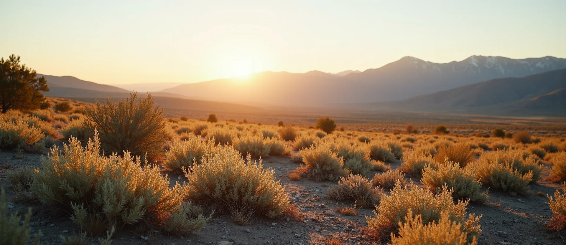 Symbolizing Identity/Local: A local Sagebrush (Artemisia tridentata) Sierra Nevada skyline. - AI Generated