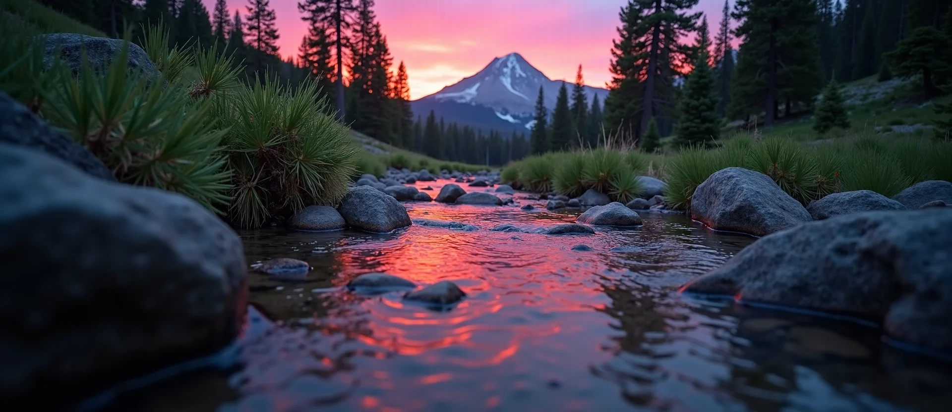 Symbolizing Flow/Cleansing: A local Desert Peach clear cold snowmelt stream. - AI Generated