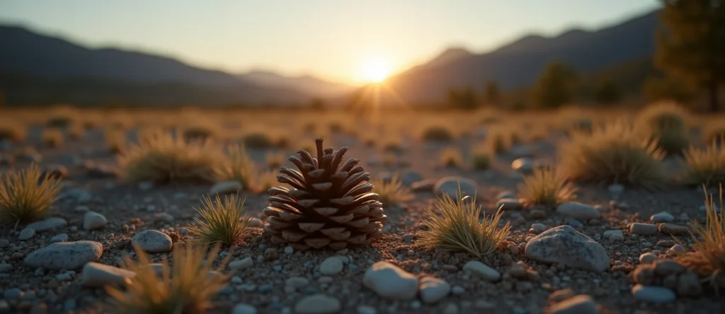 Symbolizing Seed/New Beginning: A local Mountain Mahogany opening pine cone. - AI Generated