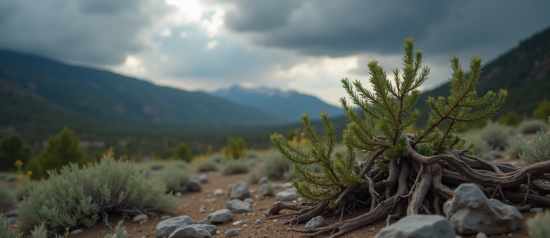 Symbolizing Growth/Resilience: A local Desert Peach gnarled juniper roots. - AI Generated
