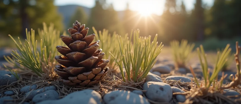 Symbolizing Seed/New Beginning: A local Quaking Aspen opening pine cone. - AI Generated