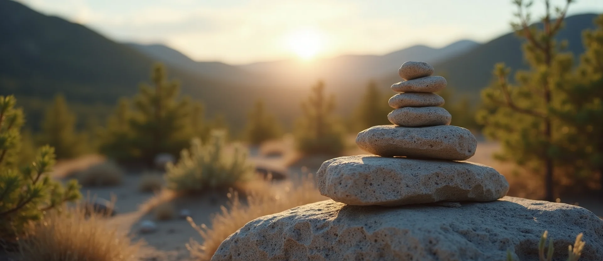 Symbolizing Stability/Peak: A local Sierra Juniper ancient rock cairn. - AI Generated