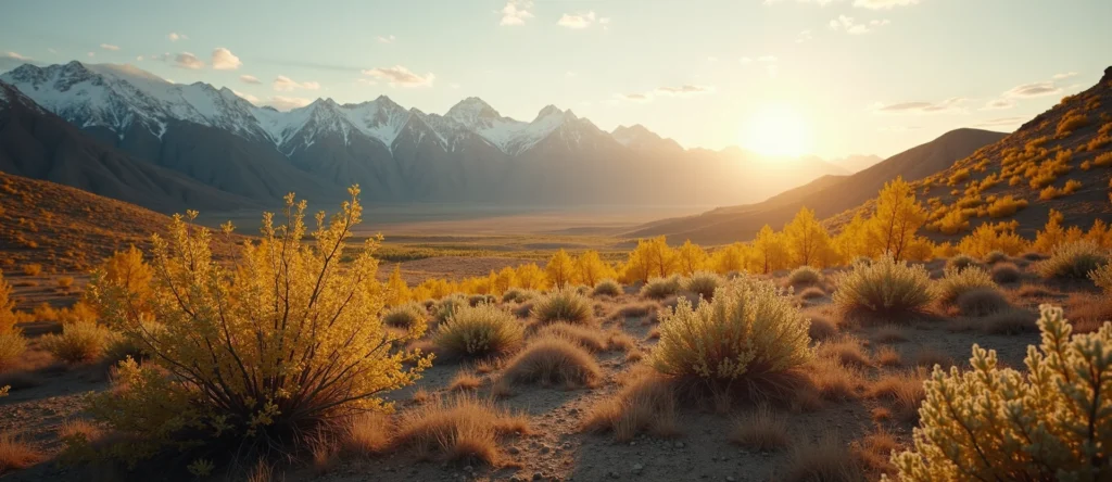 Symbolizing Identity/Local: A local Rabbitbrush Sierra Nevada skyline. - AI Generated