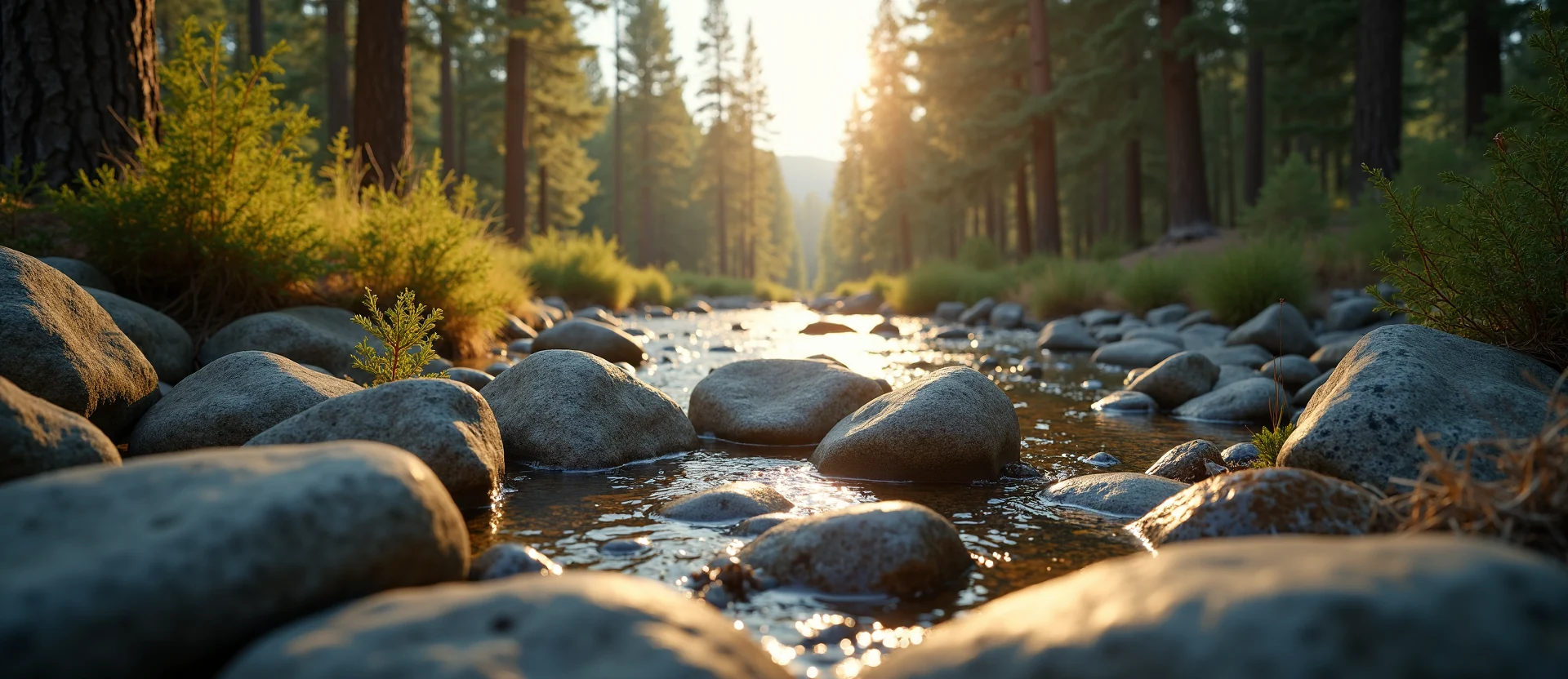 Symbolizing Flow/Cleansing: A local Quaking Aspen smooth Truckee river stones. - AI Generated
