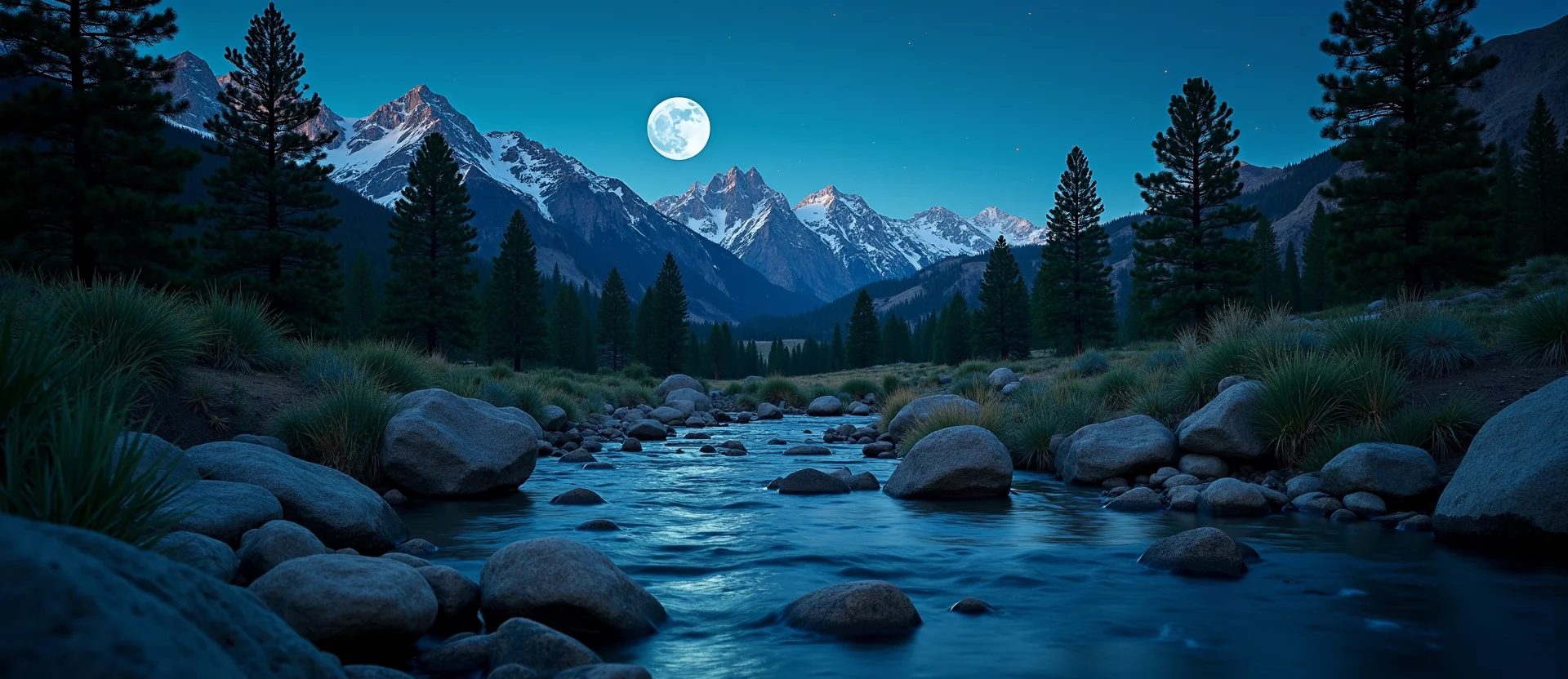 Symbolizing Flow/Cleansing: A local Ponderosa Pine clear cold snowmelt stream. - AI Generated