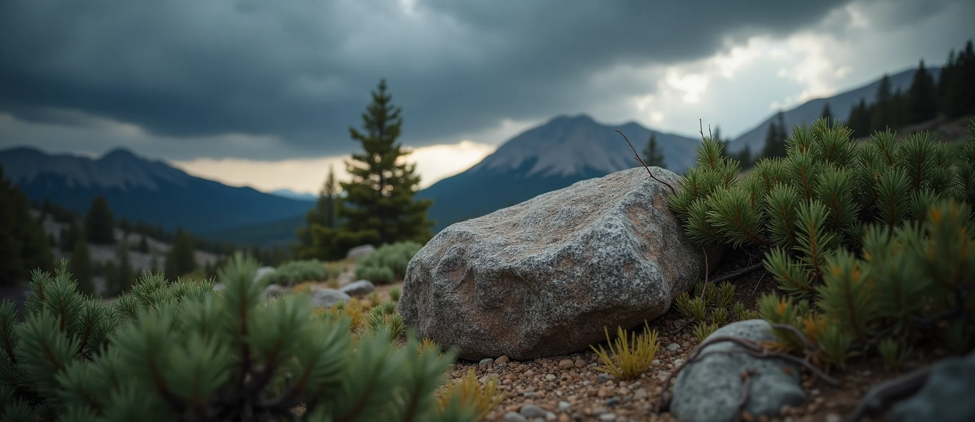 Symbolizing Stability/Peak: A local Mountain Mahogany unshakable boulder. - AI Generated