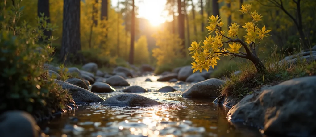 Symbolizing Flow/Cleansing: A local Manzanita babbling mountain creek. - AI Generated