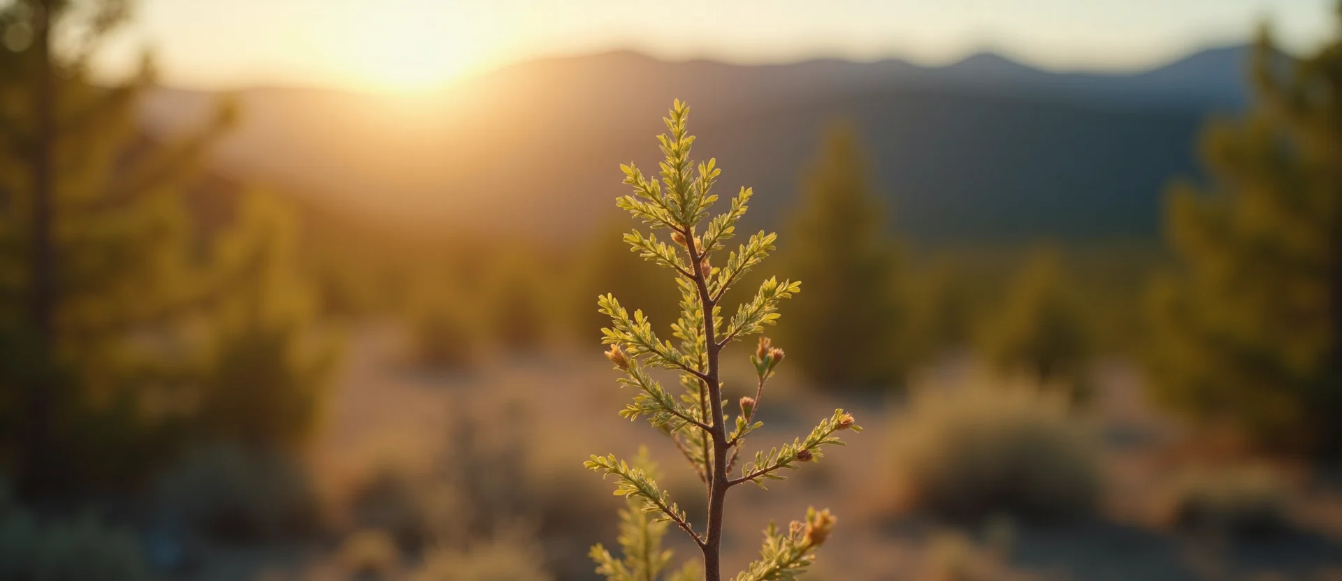 Symbolizing Growth/Resilience: A local Sierra Juniper new branch reaching for the sky. - AI Generated