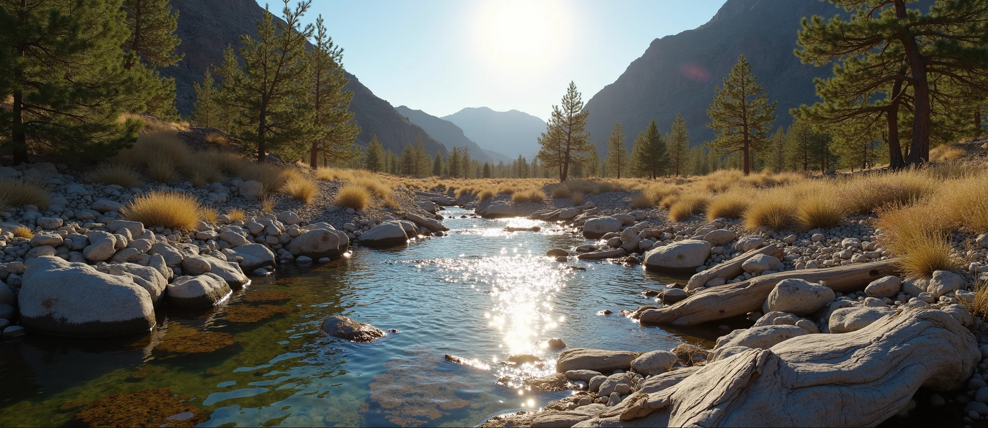 Symbolizing Flow/Cleansing: A local Sierra Juniper hidden small waterfall. - AI Generated