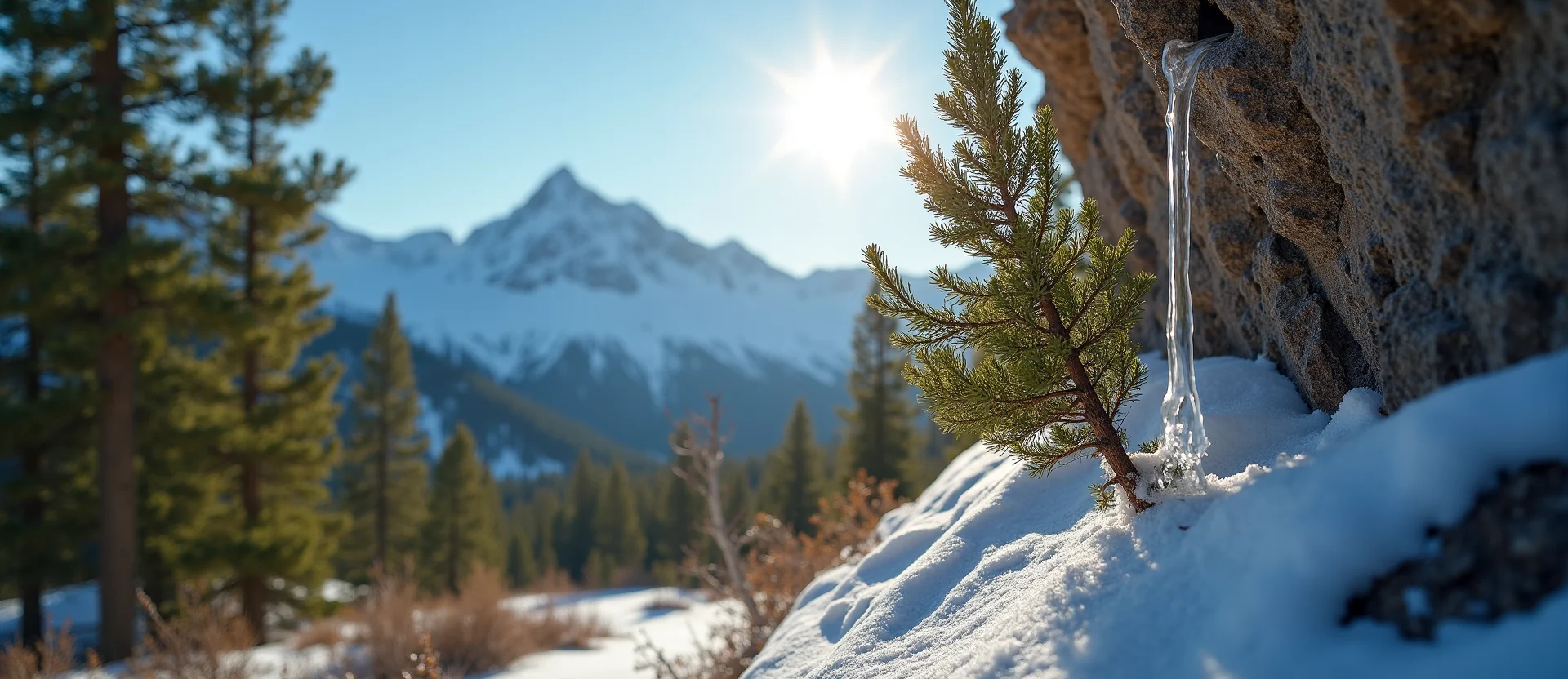 Symbolizing Growth/Resilience: A local Ponderosa Pine tree growing out of a rock cleft. - AI Generated
