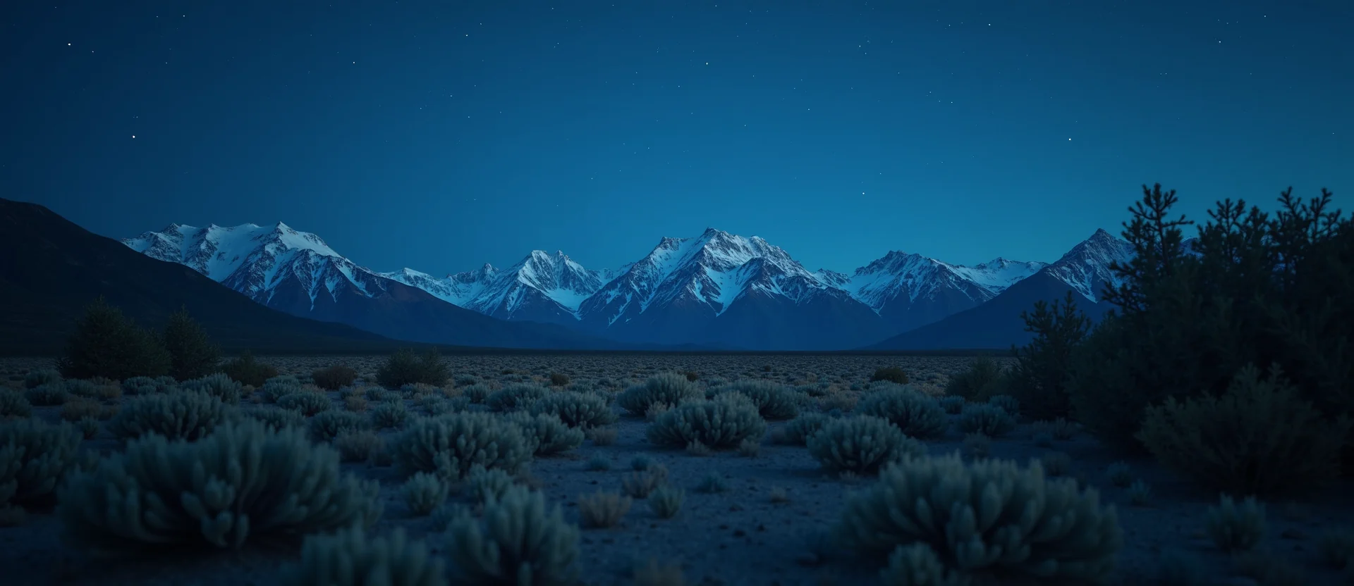 Symbolizing Stability/Peak: A local Bitterbrush distant Sierra horizon. - AI Generated