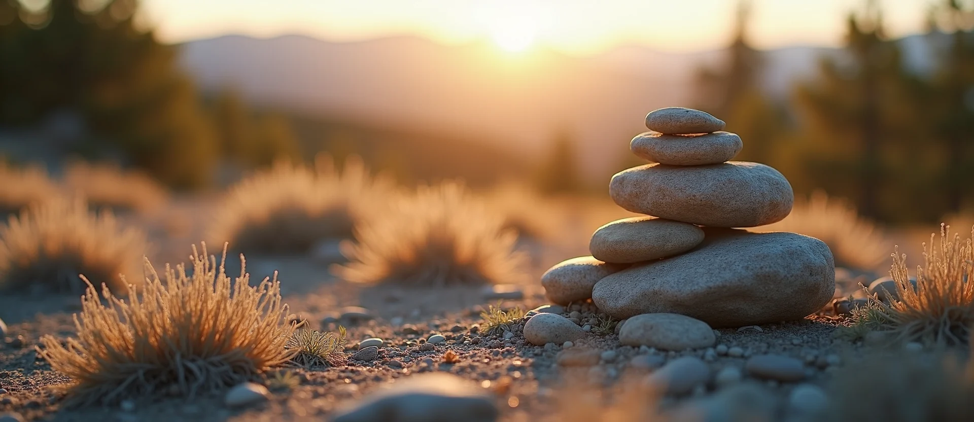 Symbolizing Stability/Peak: A local Sierra Juniper ancient rock cairn. - AI Generated