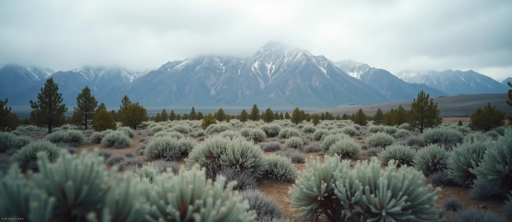 Symbolizing Stability/Peak: A local Rabbitbrush solid mountain ridge. - AI Generated