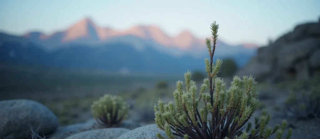 Symbolizing Growth/Resilience: A local Bitterbrush new branch reaching for the sky. - AI Generated