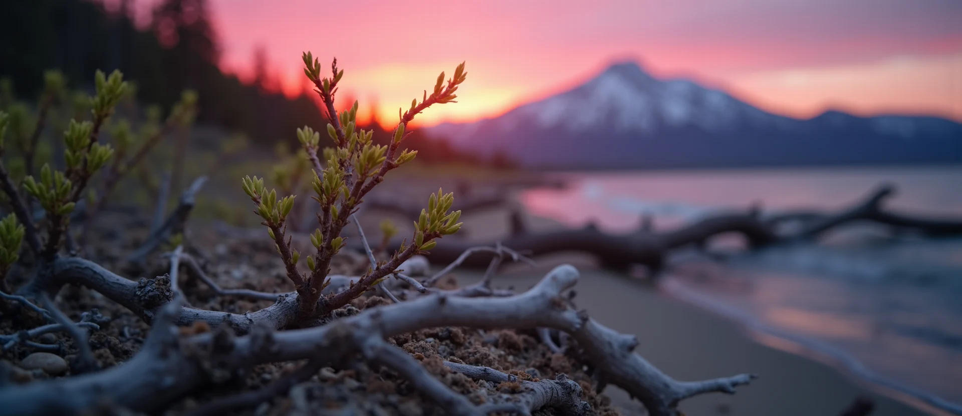 Symbolizing Growth/Resilience: A local Manzanita new branch reaching for the sky. - AI Generated