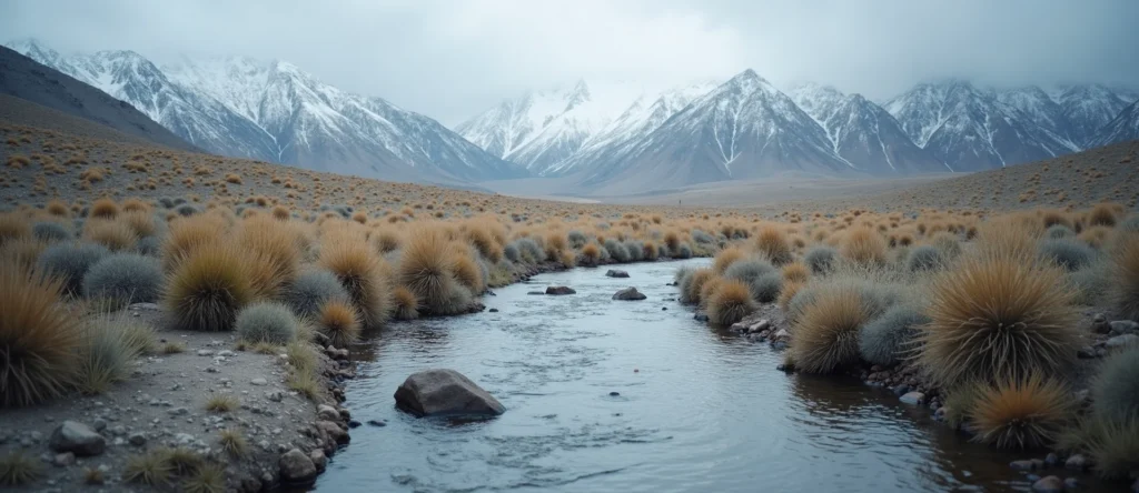 Symbolizing Flow/Cleansing: A local Rabbitbrush clear cold snowmelt stream. - AI Generated