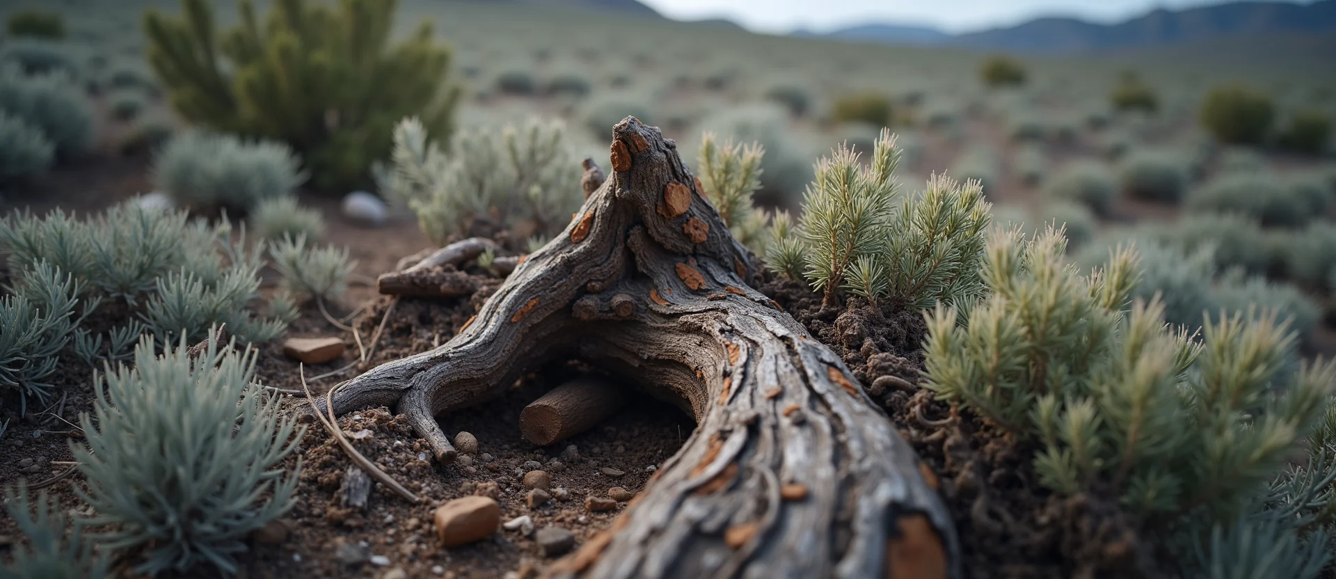 Symbolizing Growth/Resilience: A local Sierra Juniper gnarled juniper roots. - AI Generated