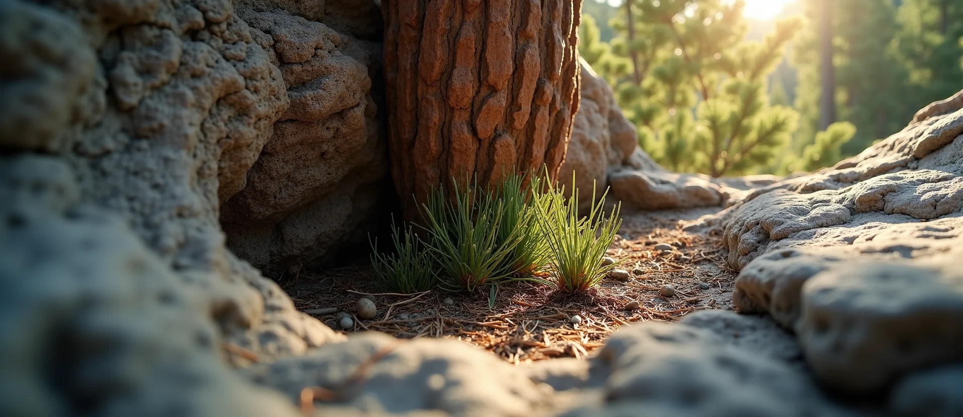 Symbolizing Growth/Resilience: A local Sagebrush (Artemisia tridentata) tree growing out of a rock cleft. - AI Generated