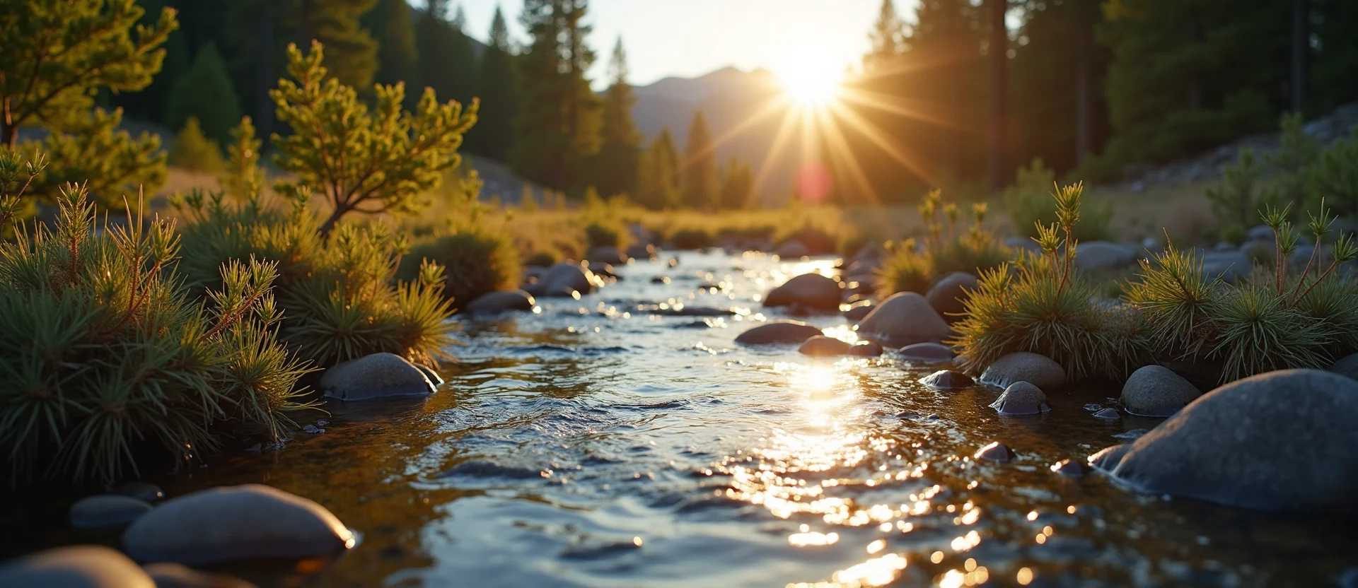 Symbolizing Flow/Cleansing: A local Ponderosa Pine clear cold snowmelt stream. - AI Generated